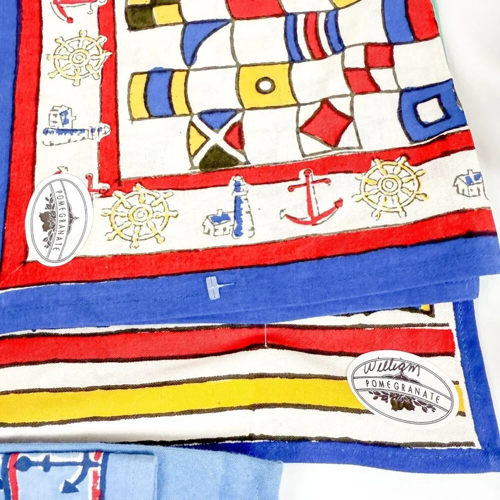 Pomegranate Cotton of Nautical Marine Sailing Placemats and Napkins 4 sets